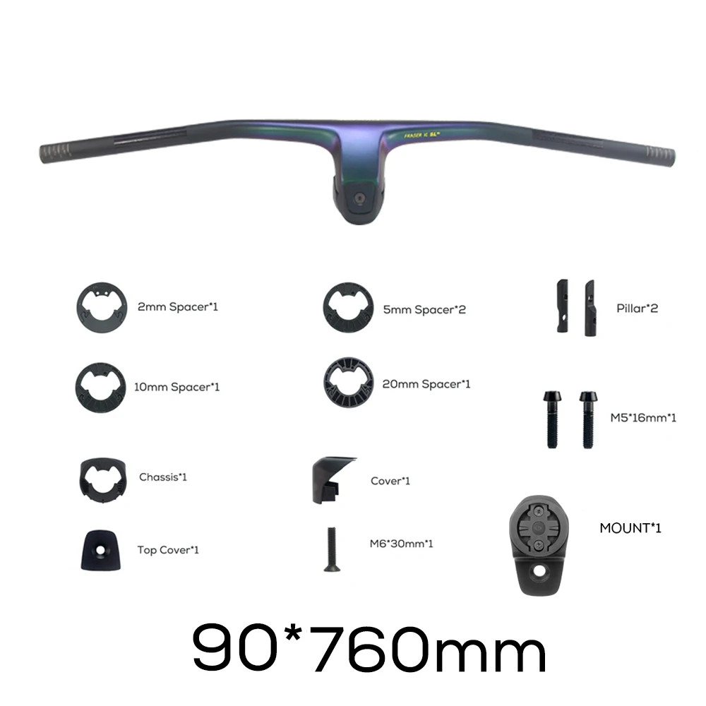 -20° Full Carbon Fiber MTB Bicycle Integrated Cockpit Handlebar 740mm 760mm