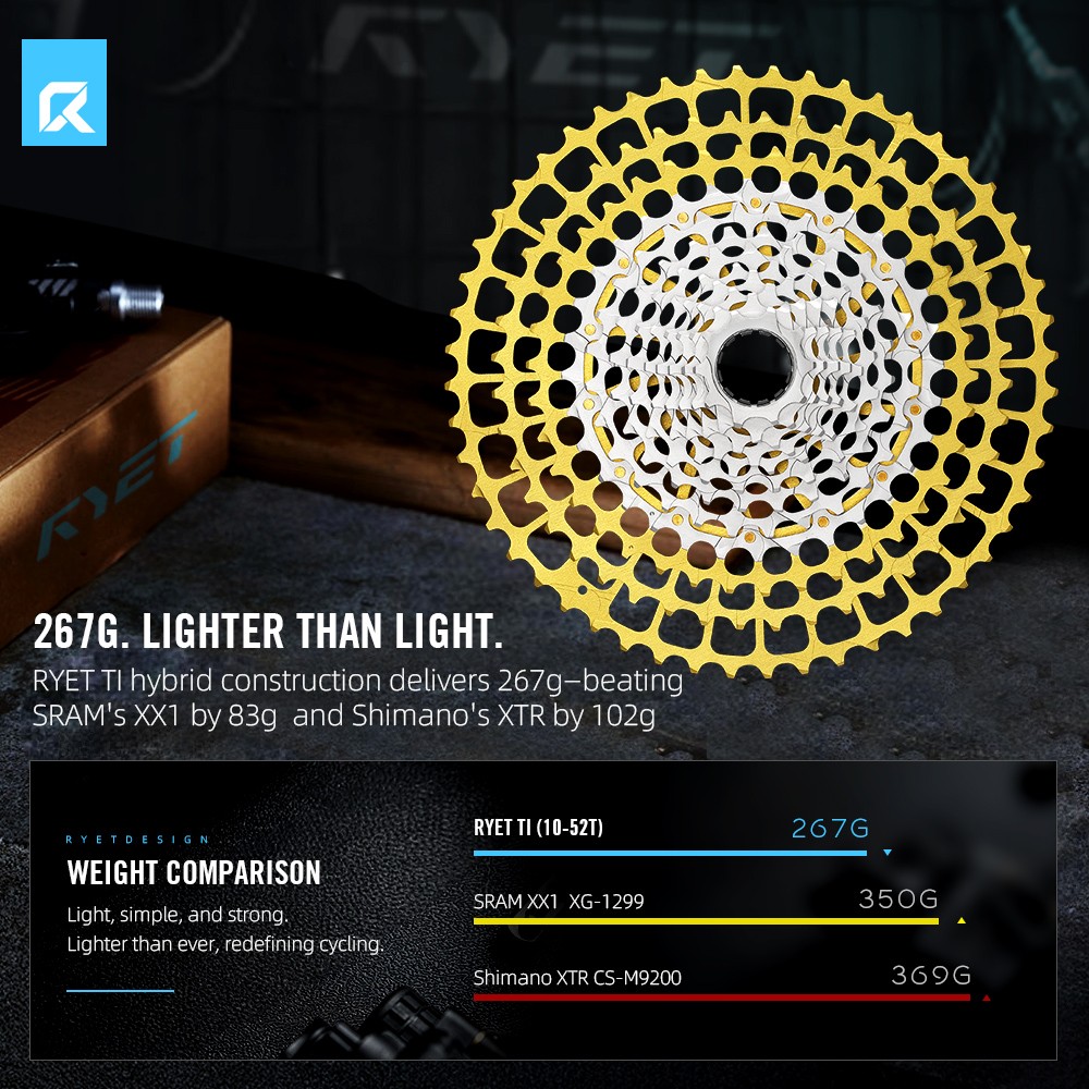 Ultralight RYET 12S MTB Cassette 10-52T Titanium Aluminum CNC