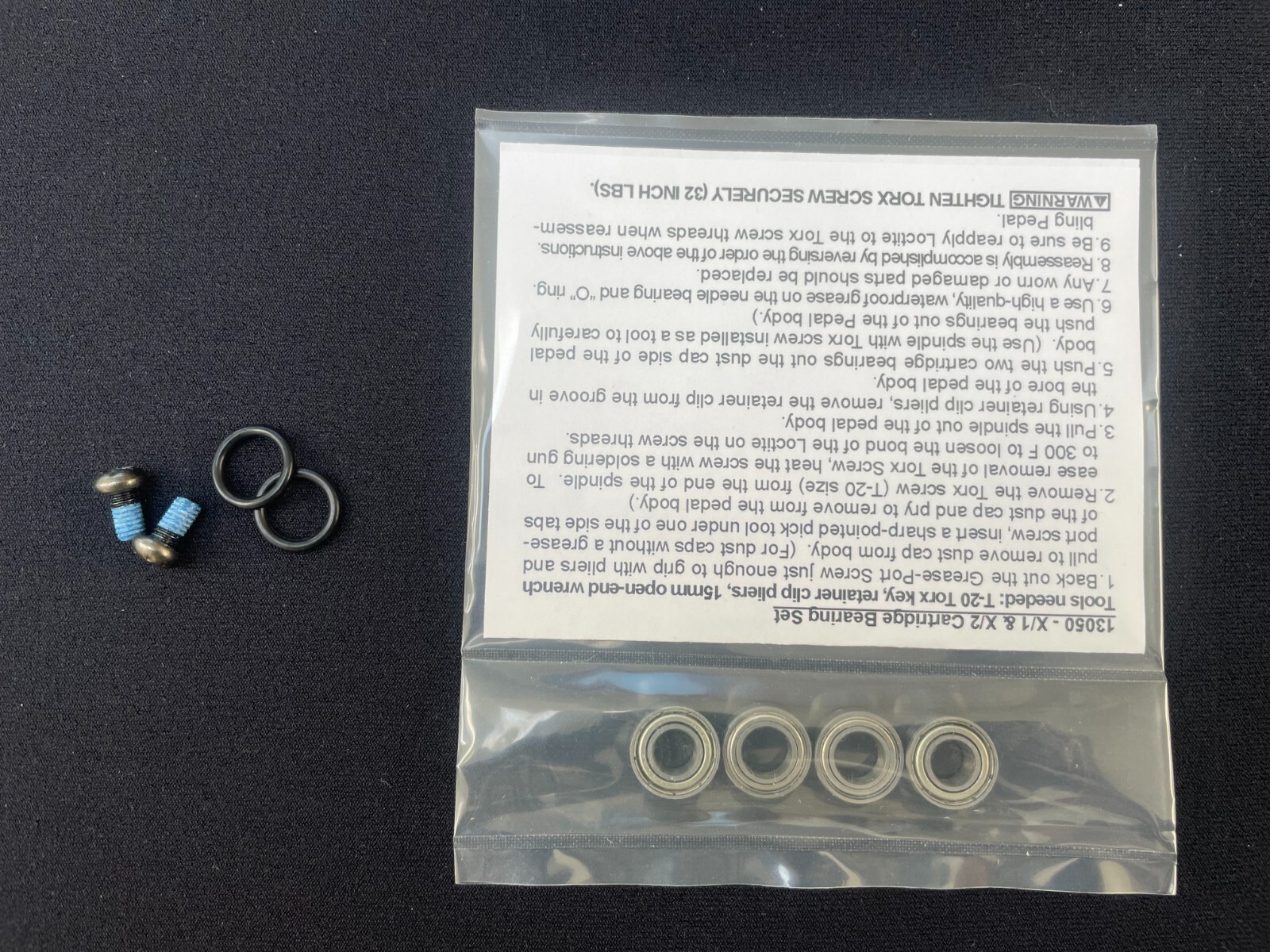Speedplay X1 and X2 cartridge bearing kit & T-20 BHCS (2) & o-rings (2), NEW