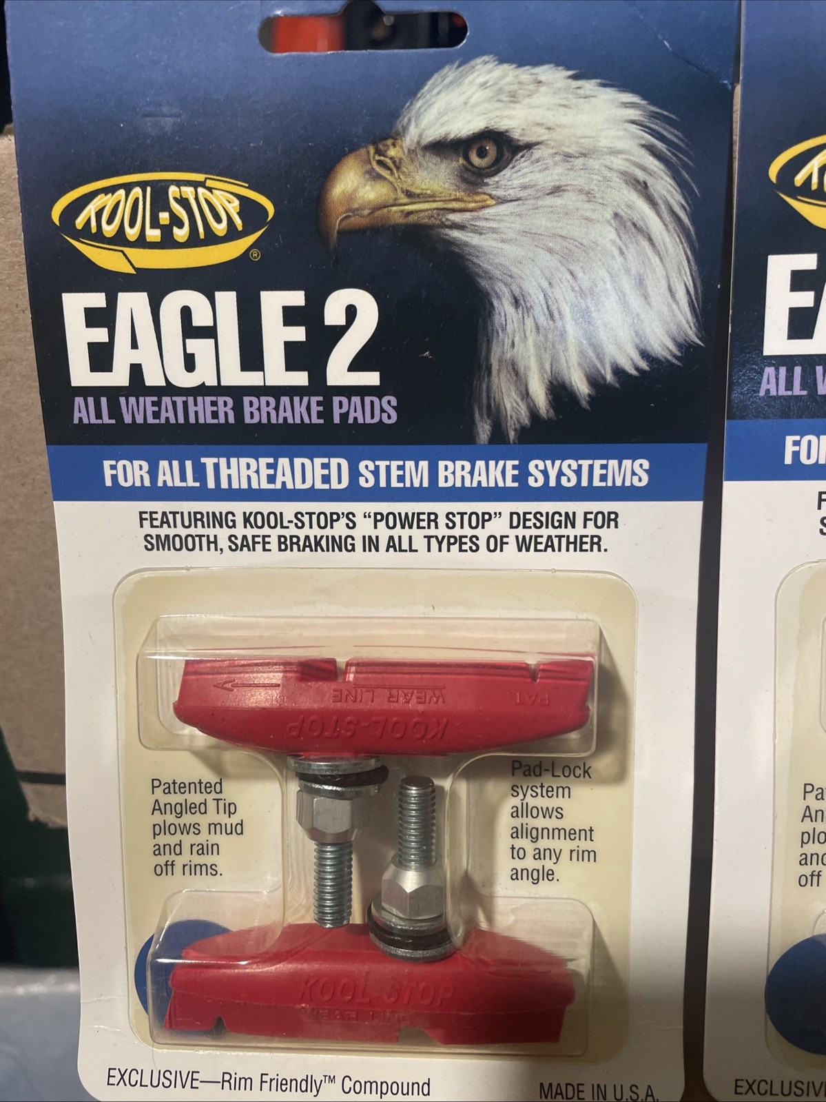 2 Sets Kool Stop Eagle-Claw 4 Pads, Threaded – Salmon