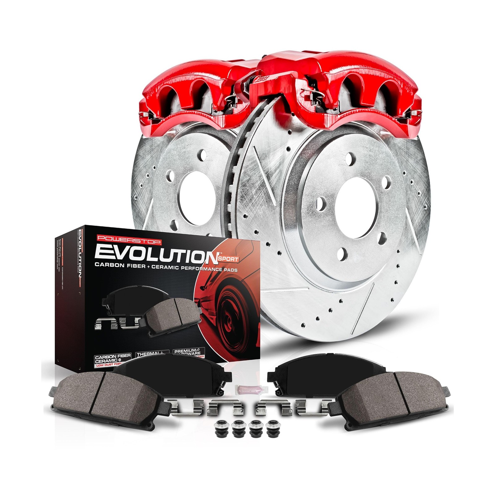 Power Stop KC1860 Z23 Sport 1-Click Brake Kit with Powder Coated Calipers (Br…
