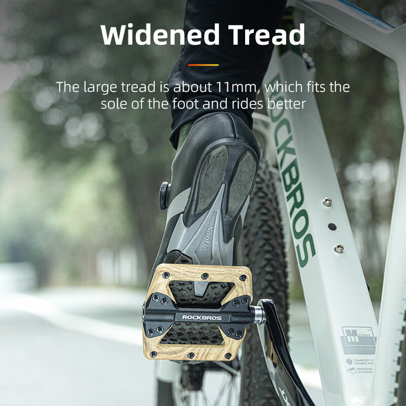 ROCKBROS Aluminum Nylon Bike Pedals Wood Grain Bearing Anti-Slip Bicycle Pedals