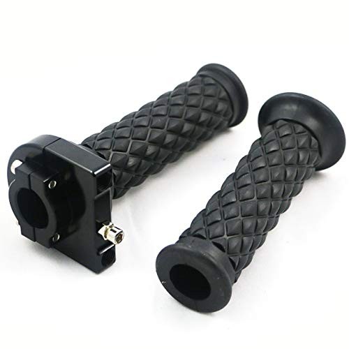 Yibid Motorcycle 7/8″ Handlebar Antiskid Rubber Hand Black + Throttle tube
