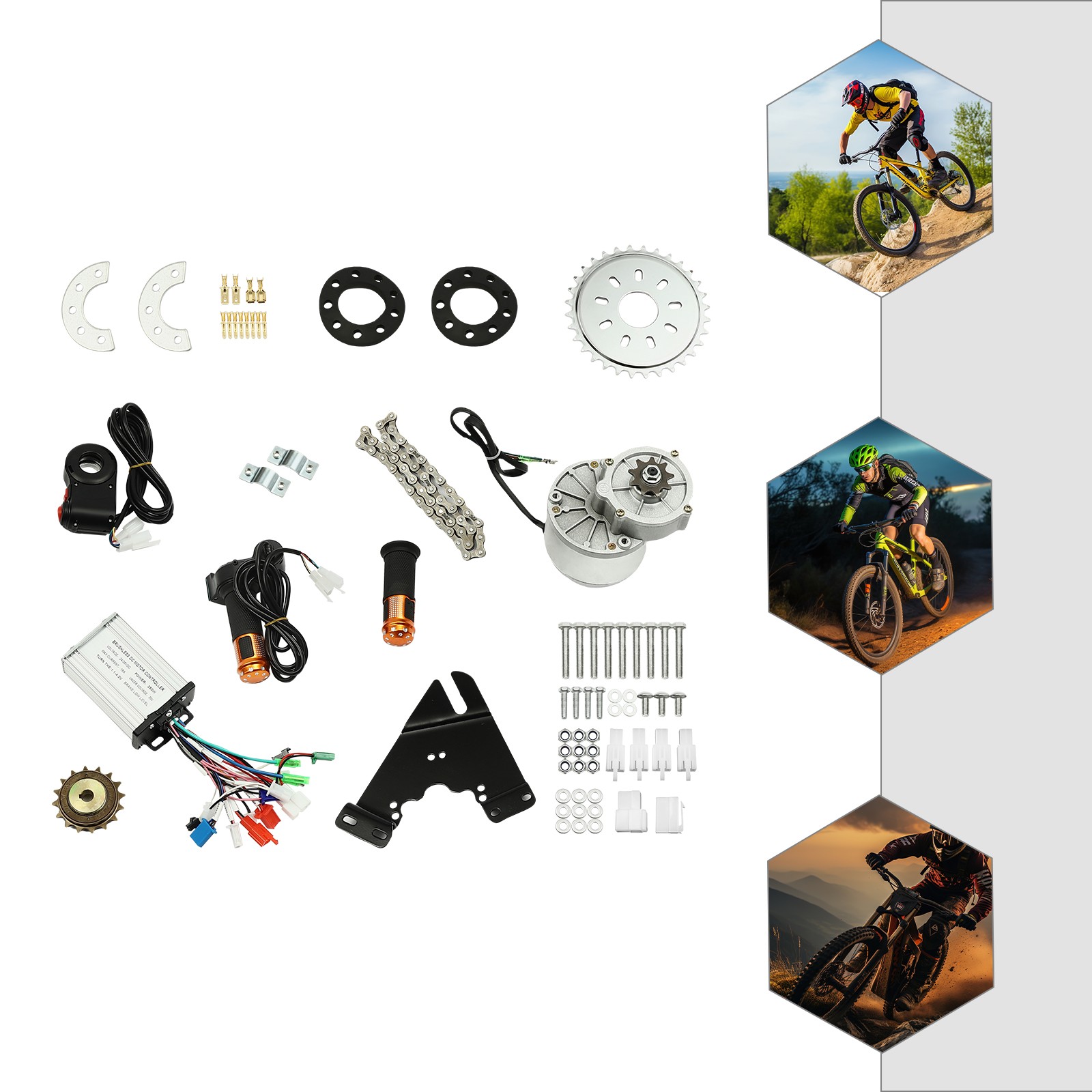 Electric Bicycle Brushless Motor Kit E-Bike Conversion Installation Kit 36V 350W