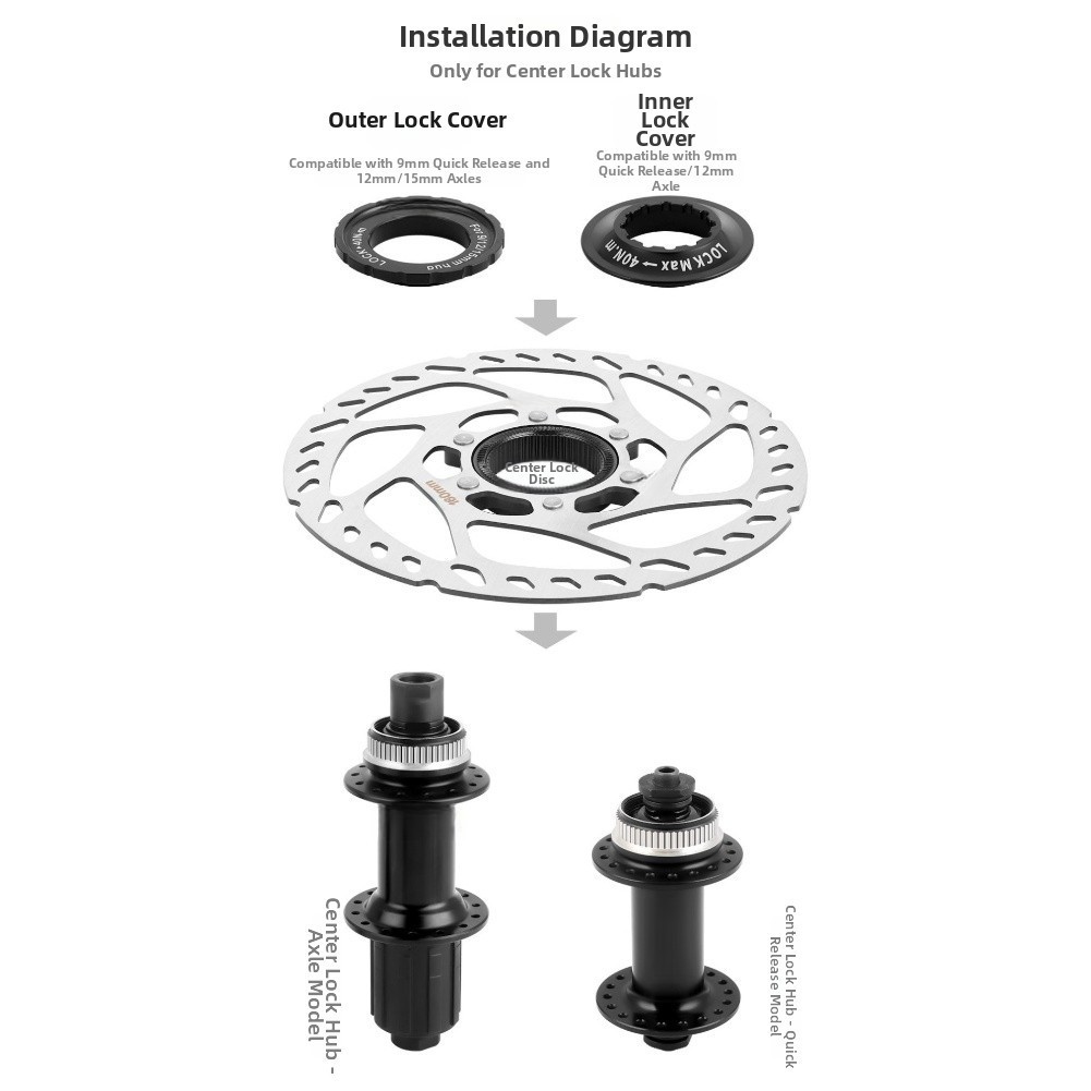 Aluminum Center Lock to Six Bolt Adapter for Disc Brakes with Easy Installation