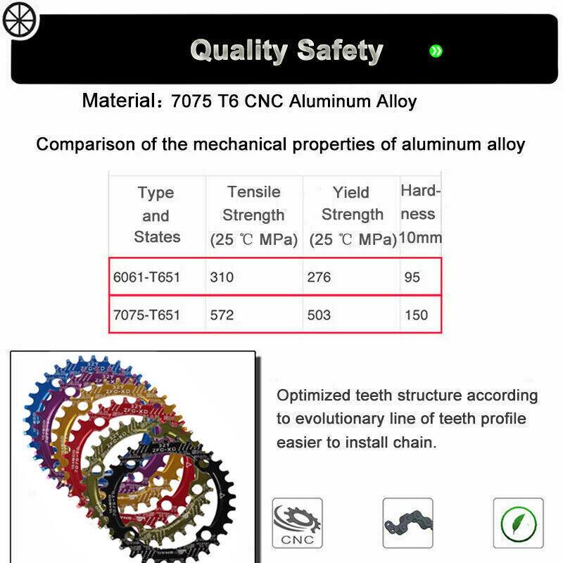 Mountain Bike 104BCD 30-42T Narrow Wide Bike Chainring Single Tooth Chain Ring