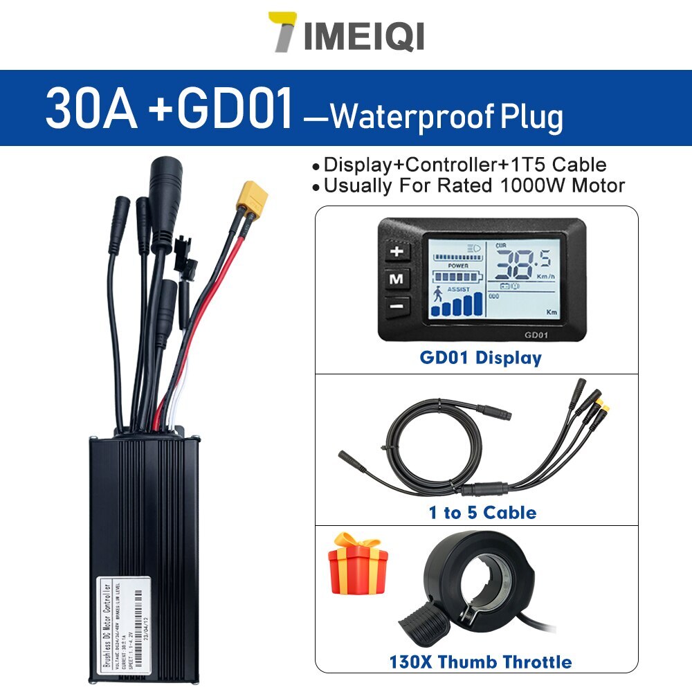 E-bike Sine Wave Waterproof Controller 36V/48V 17A 26A 30A with LCD S866 Display