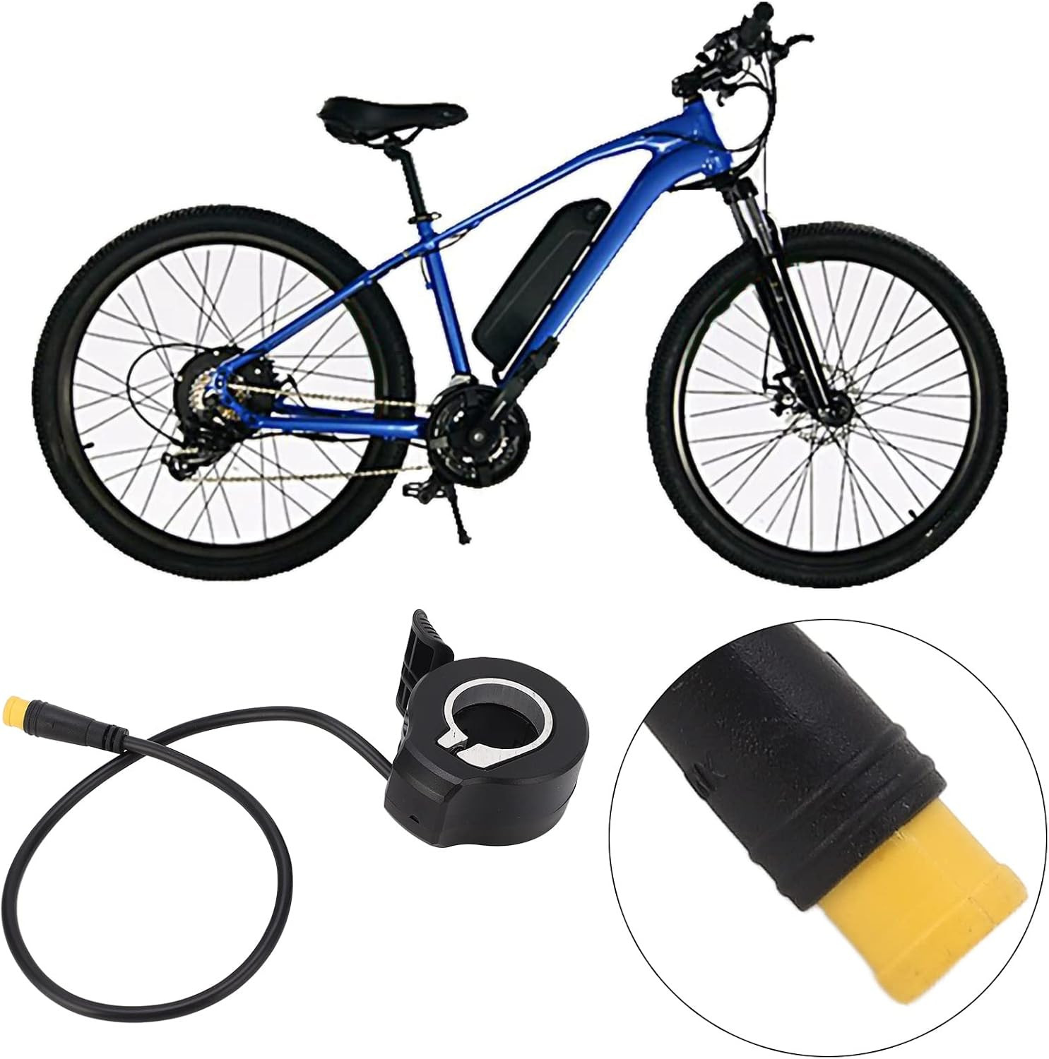 Thumb Throttle Ebike, Electric Bike Thumb Throttle with Male Connector, Waterpro