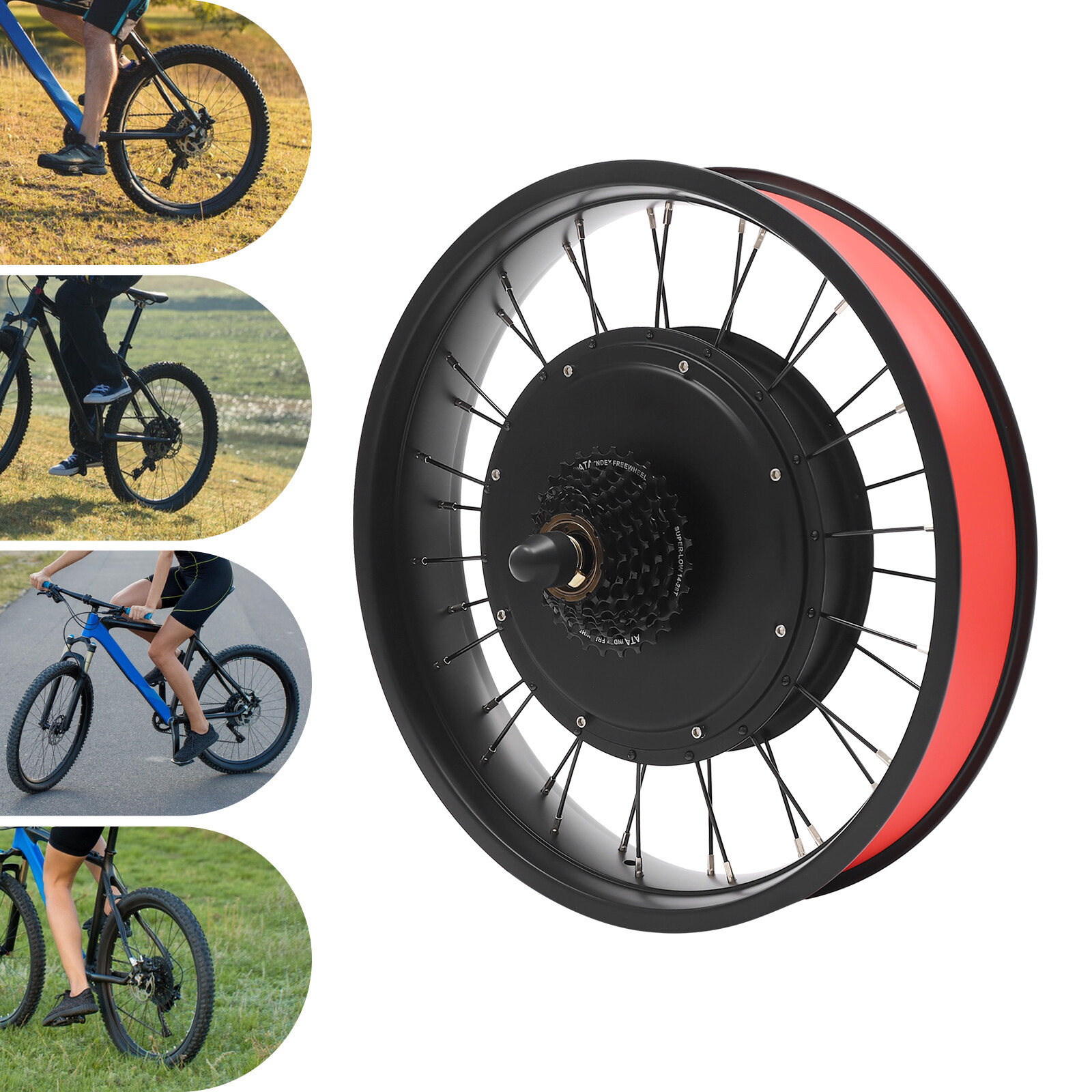 20″ 48V Electric Bicycle Conversion Kit E-Bike Rear Wheel Hub Motor Fat Tire 1kW