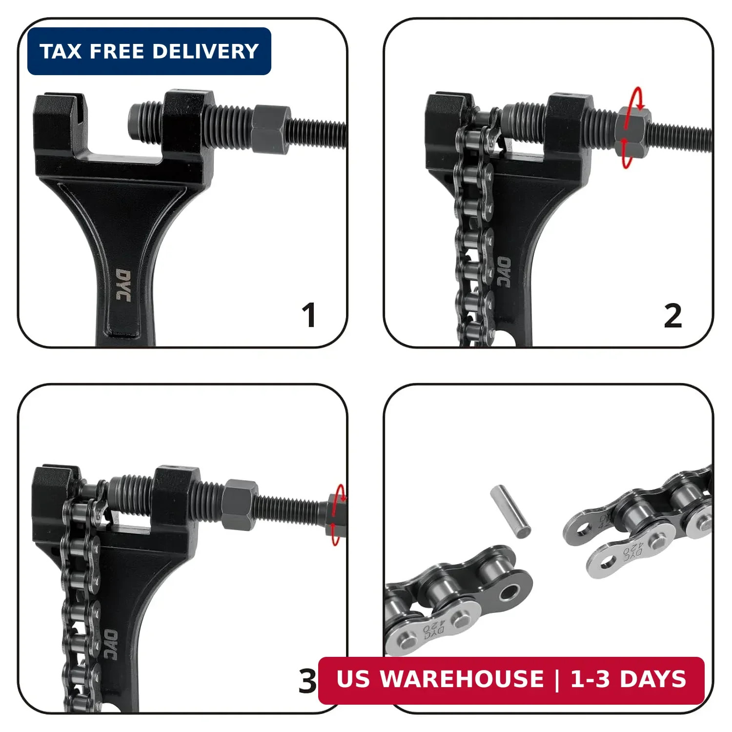 DYC 420 Chain 132 Links with 5 Master Links and Chain Breaker Tool | Cut to fit