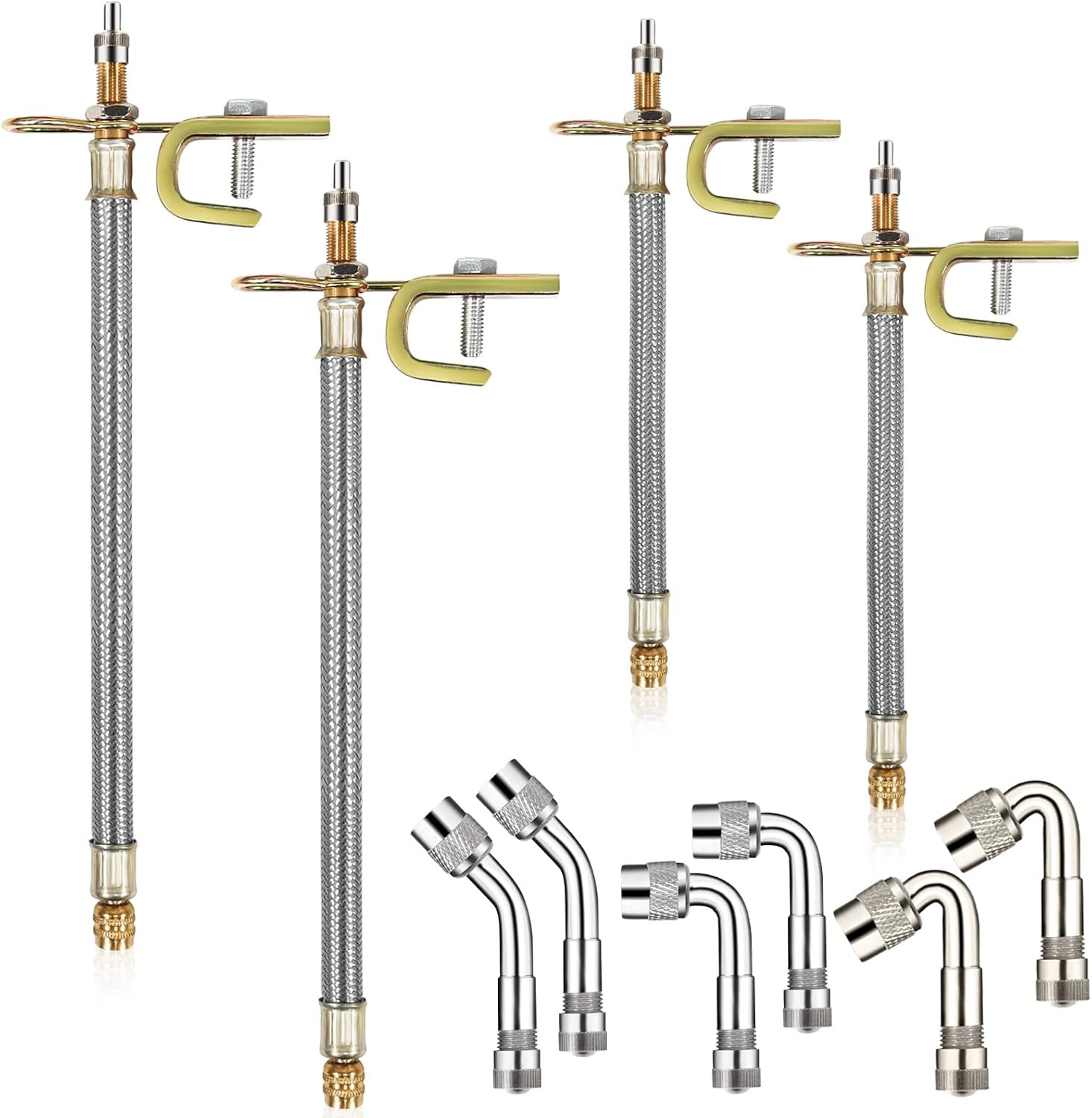 10 Pieces Stainless Steel Dually Valve Stem Extenders, (7 Inch, 12Inch) | 4 Piec