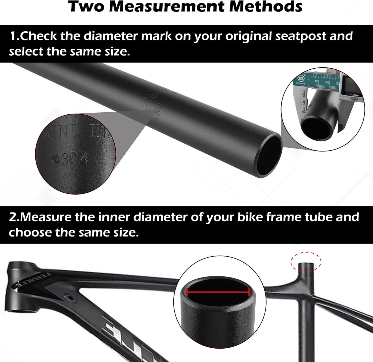 Bike Seat Post 25.4mm 27.2mm 28.6mm 30.4mm 30.8mm 31.6mm Aluminum 350mm Lengt…