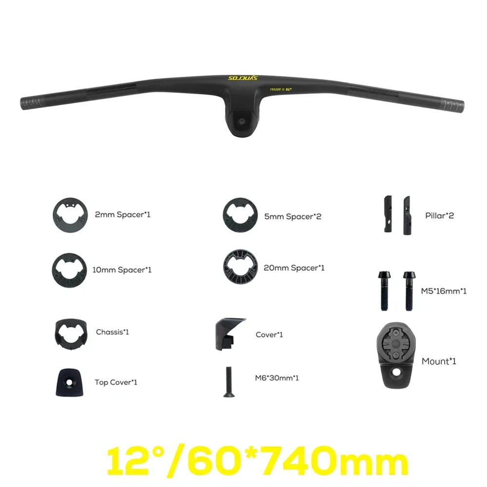 -9°/-10°/-12°/-14° Carbon Integrated mountain bike Handlebar 60mm With Mount