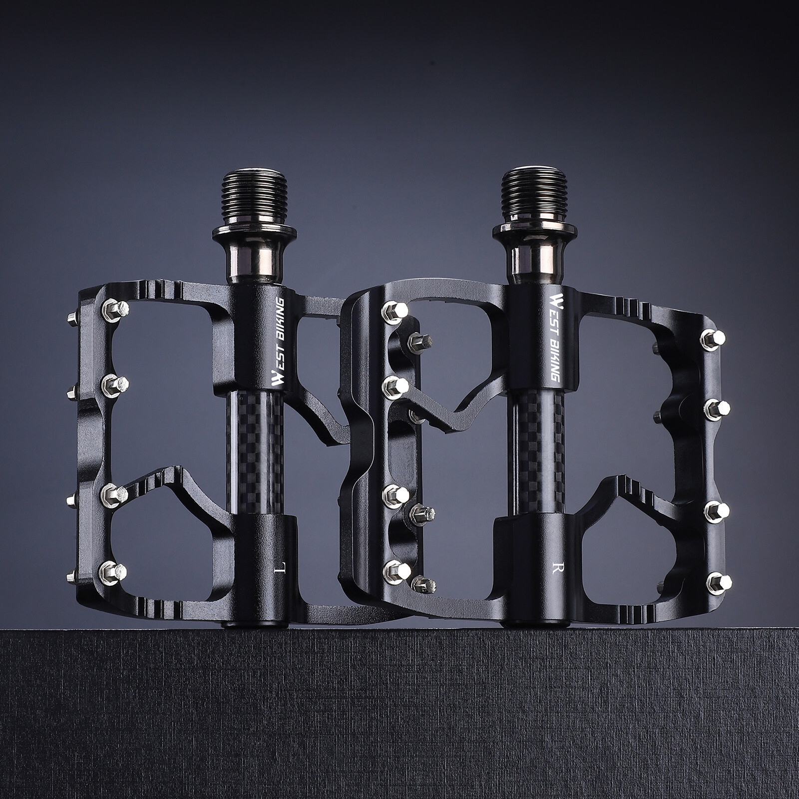 WEST BIKING Bicycle Pedals Road Bike Carbon Fiber 3 Bearings Aluminum Pedals