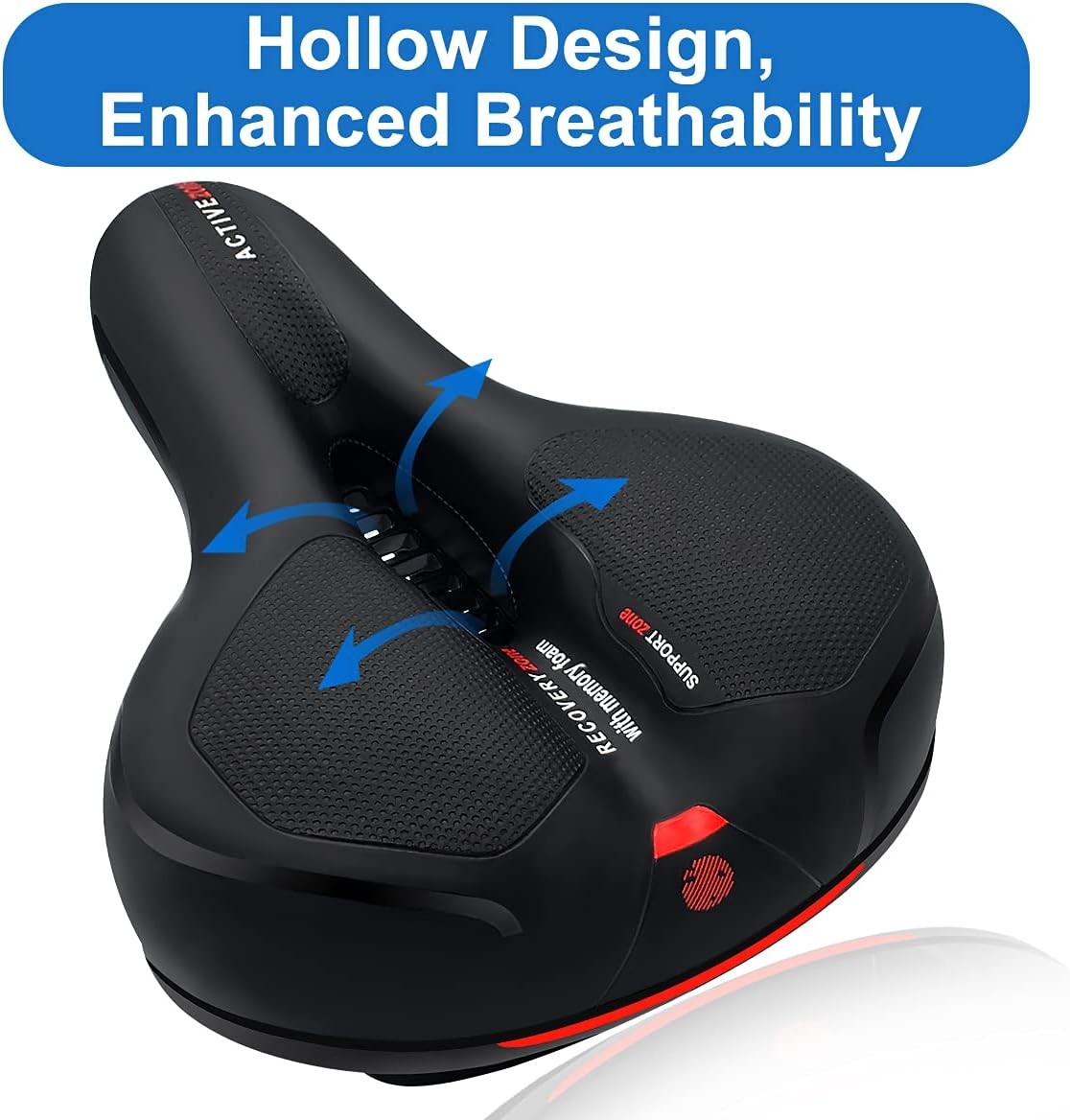 Comfort Bike Seat Wide Bicycle Saddle Memory Foam Padded Soft Cushion w/ Reflect