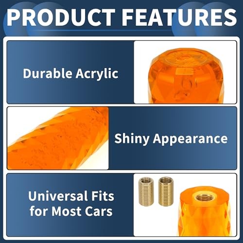 Car Shift Knob Universal for Automatic and Manual Vehicle Gear 20cm Orange
