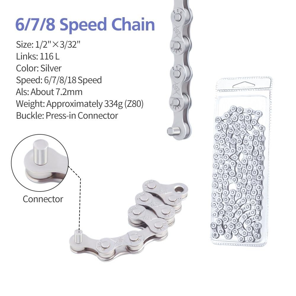 6/7/8 Speed Bike Chain, Chain for Speed, 1 Set