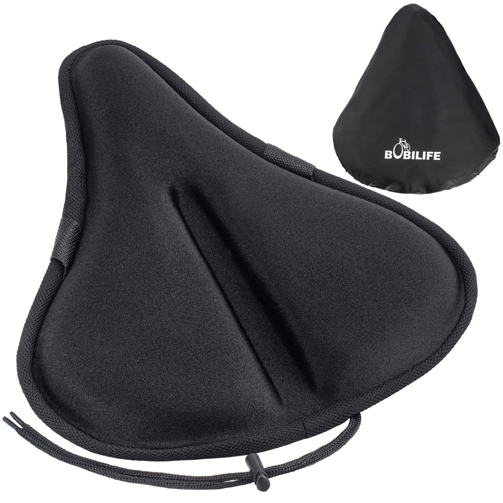 Thick & Wide Gel Bike Seat Cushion Cover Pad with Rainproof Cover – Comfortab…
