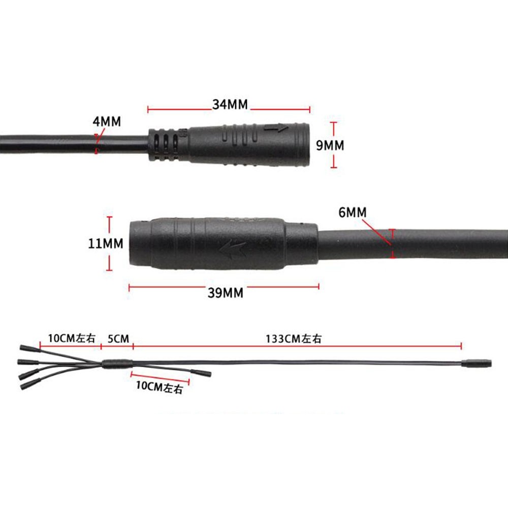 E-bike 150cm 2T4 Extension Cable 9Pin Controller Adapter Cable Waterproof Plug