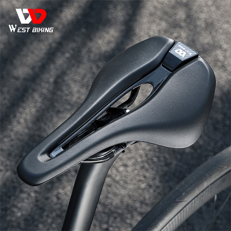 WEST BIKING PU Leather Carbon Fiber Bike Saddle T700 Hollow Bicycle Saddle