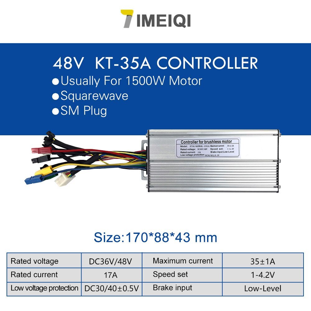 Electric Bike Controller 24V 36V 48V 250W-1500W Squarewave Controller