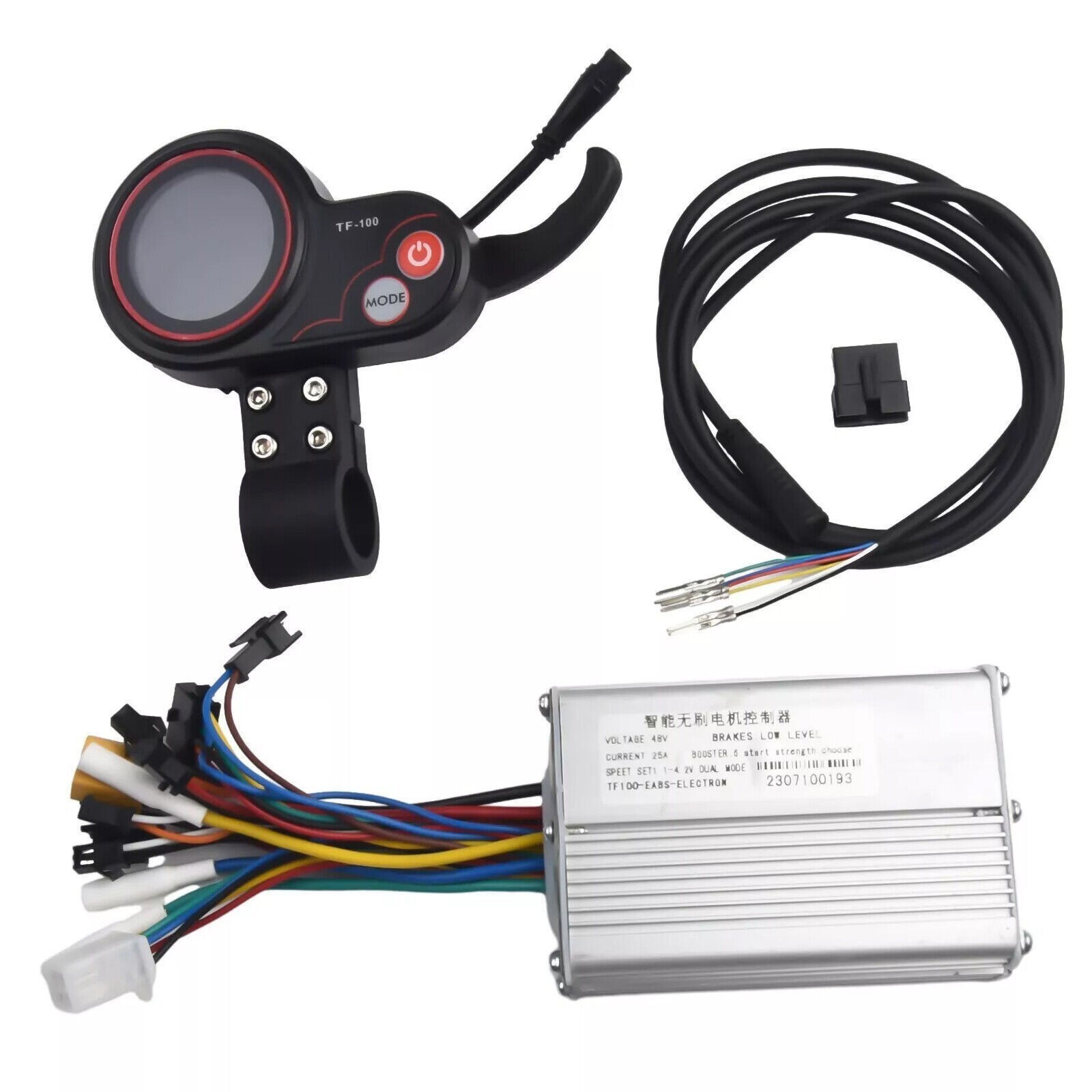 1200W 48V-25A Brushless Motor Controller & LCD Display + 6 Pin Cable For Scooter