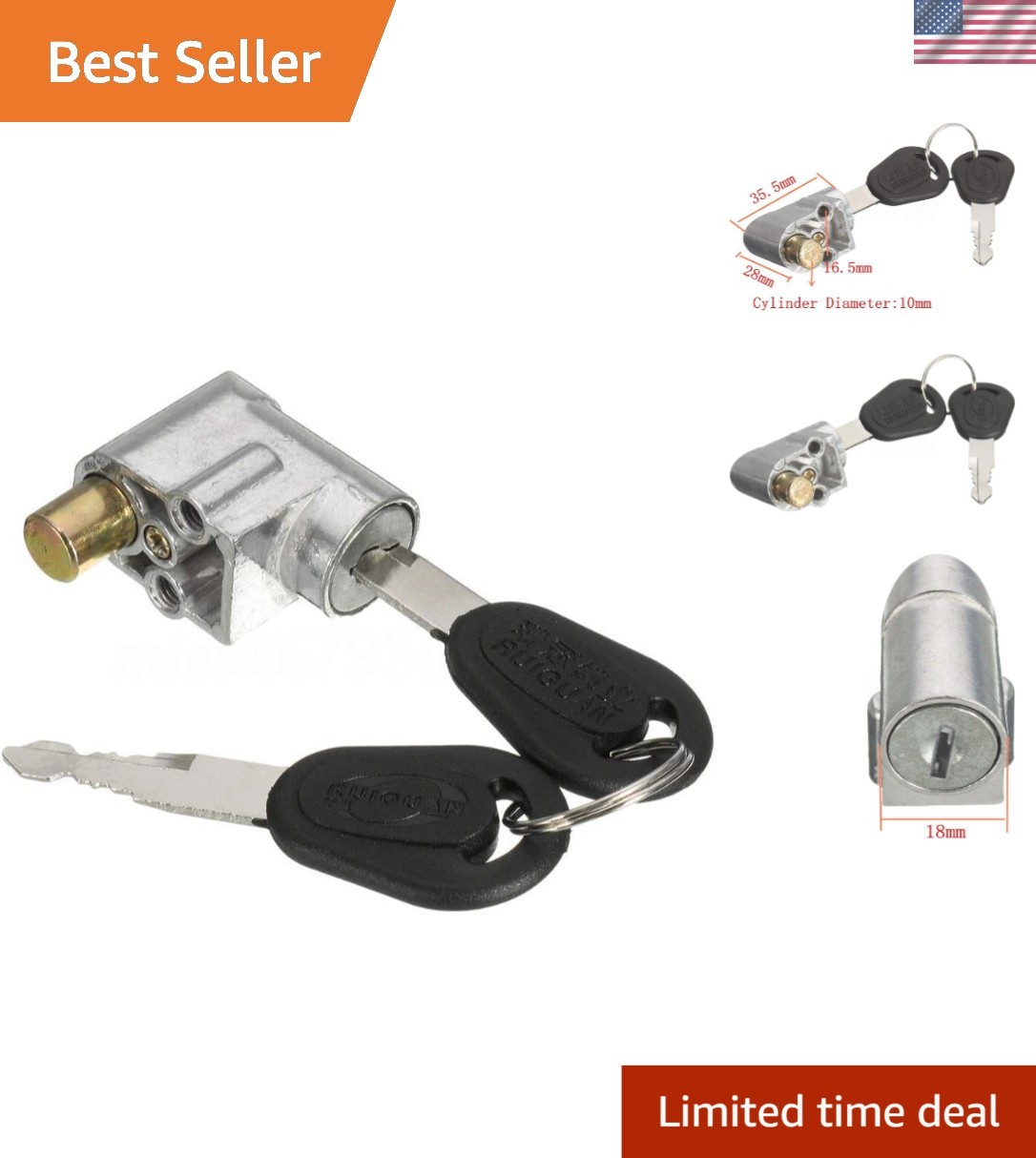 Universal Safety Lock for E-Bike Battery with Two Keys – Compact and Efficient