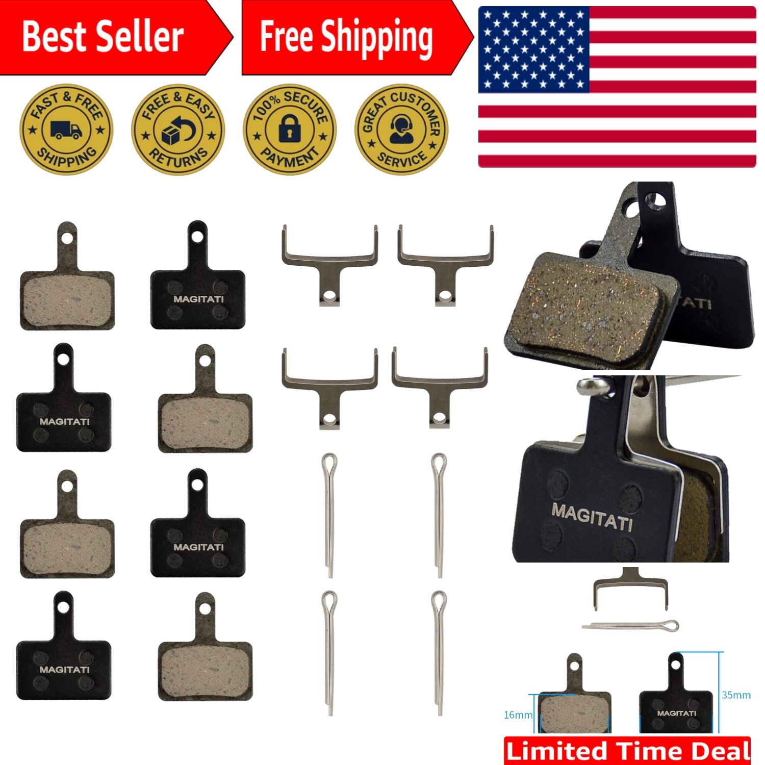 4 Pairs Resin Bike Bicycle Disc Brake Pads for TRP Tektro Shimano Deore Br-M57