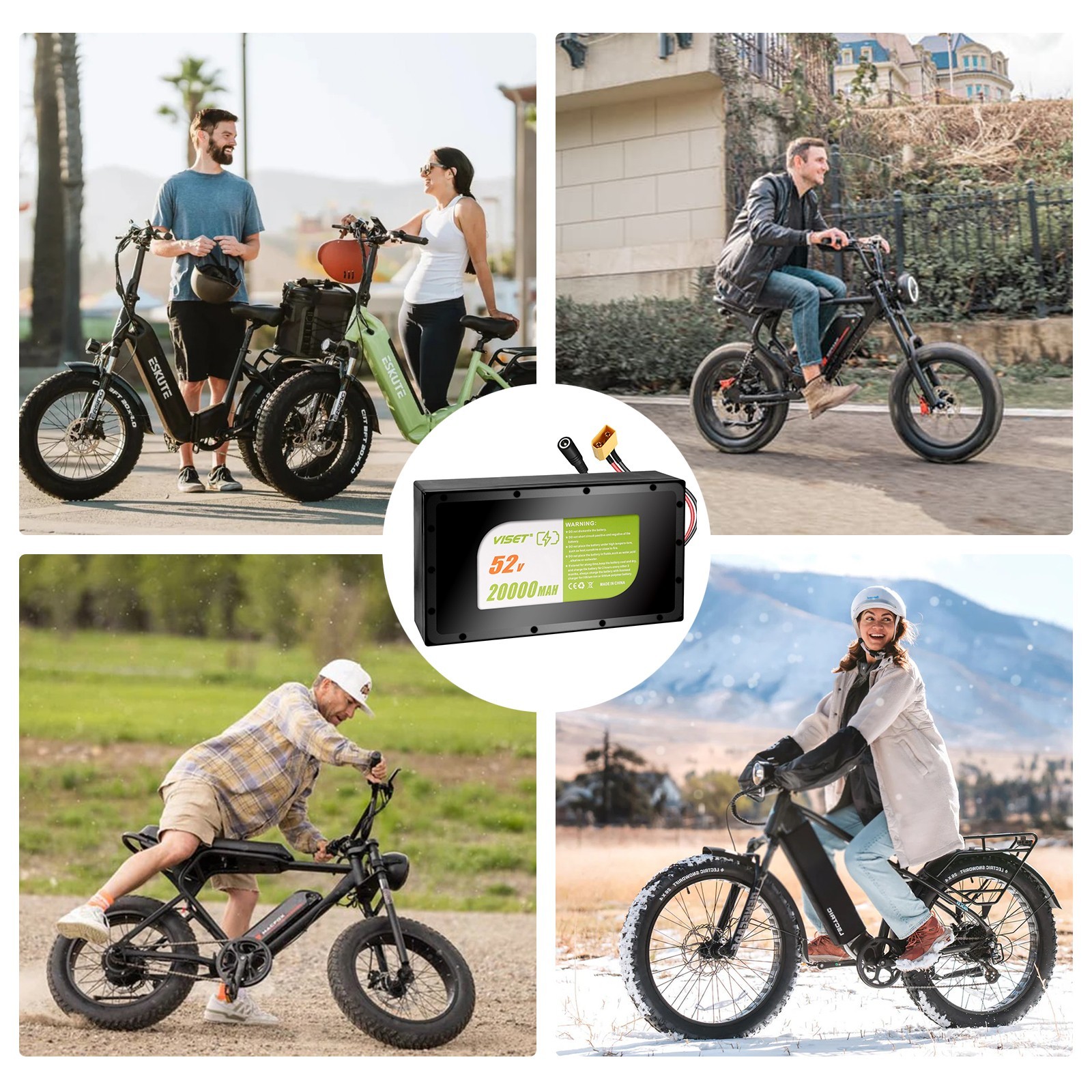 52V 20Ah Lithium ebike Battery for 200W-1500W ebike Bicycle Electric Scooter 30A