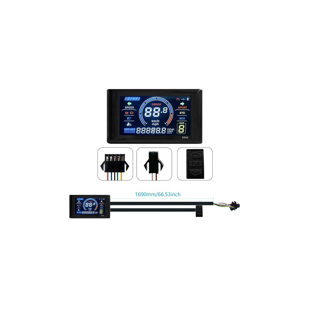 E-bike 24V-72V S966 Colorful LCD Display Control Panel Meter with NFC Card HAU