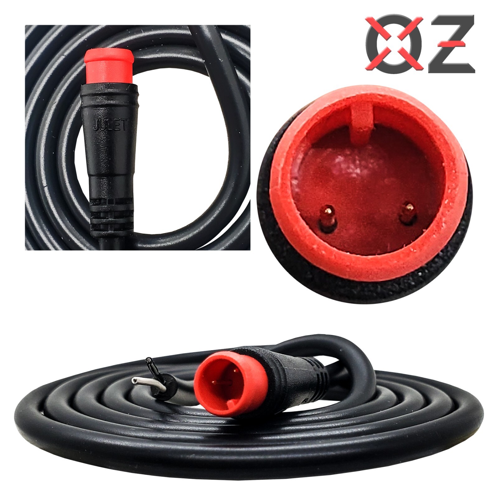 2X Julet Plug 2-Pin Male Connector Pigtail 3FT Wire for E-Bike LED Lights 60V