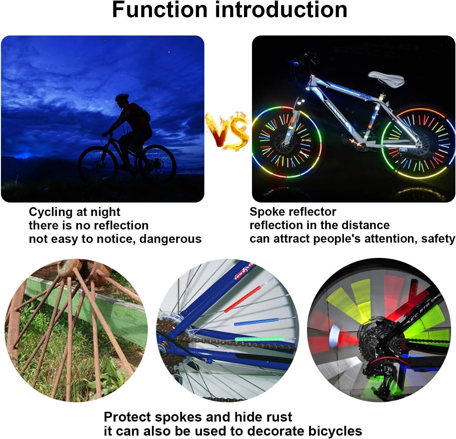 84Pcs/ 7 Sets Bicycle Spoke Skins Wraps Bicycle Wheel Spoke Reflector Reflective
