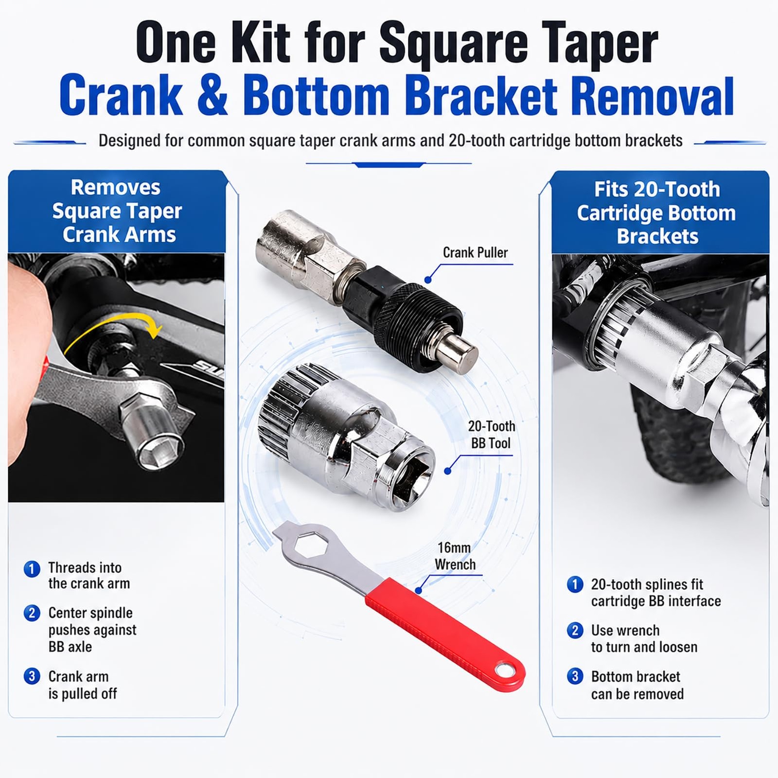 Bike Crank Puller Tool, Bicycle with Bottom Bracket General, sliver