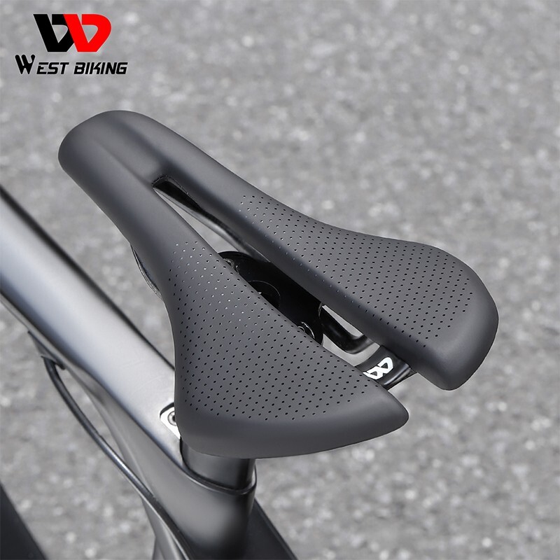 WEST BIKING Carbon Fiber Bicycle Saddle Hollow Short Nose Road Bike Seat Saddle