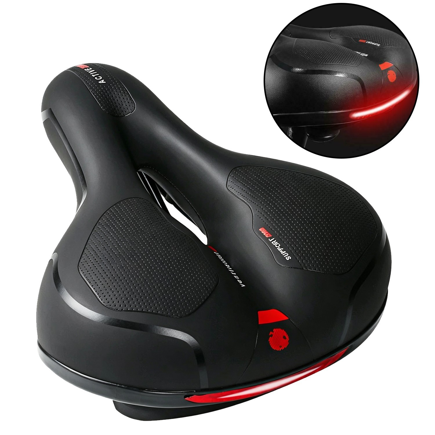 New Bicycle Saddle Shock‑Absorbing Reflective Strip Seat for Mountain Road Bikes