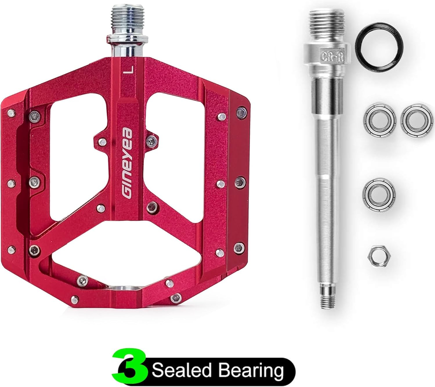 Mountain Bike Pedals, Aluminum Alloy Flat Platform, 9/16″ Sealed Bearing, Lightw