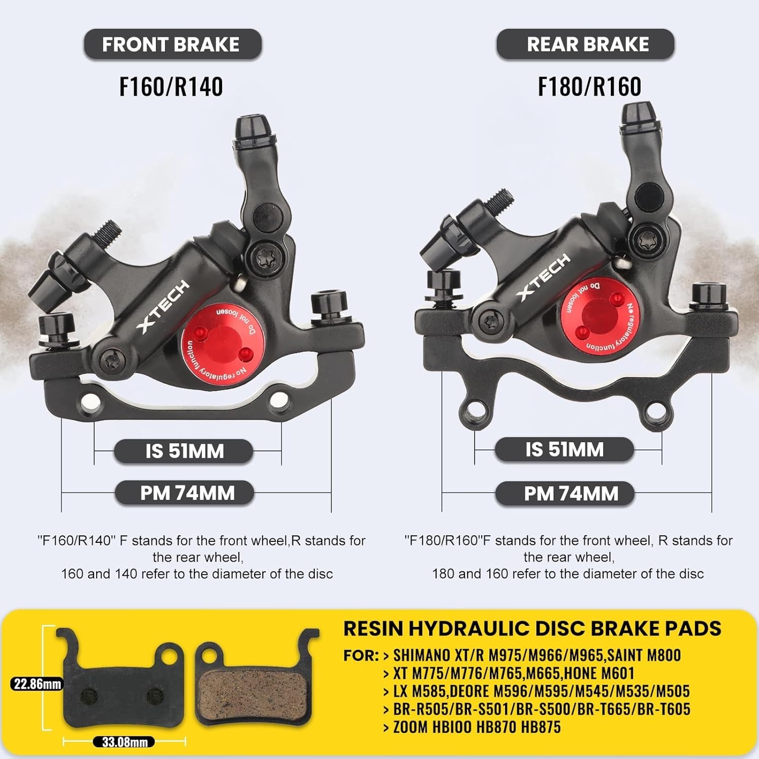 Zoom HB-100 Disc Brake Calipers Set for Mountain Road E-Bikes Unisex-Adult