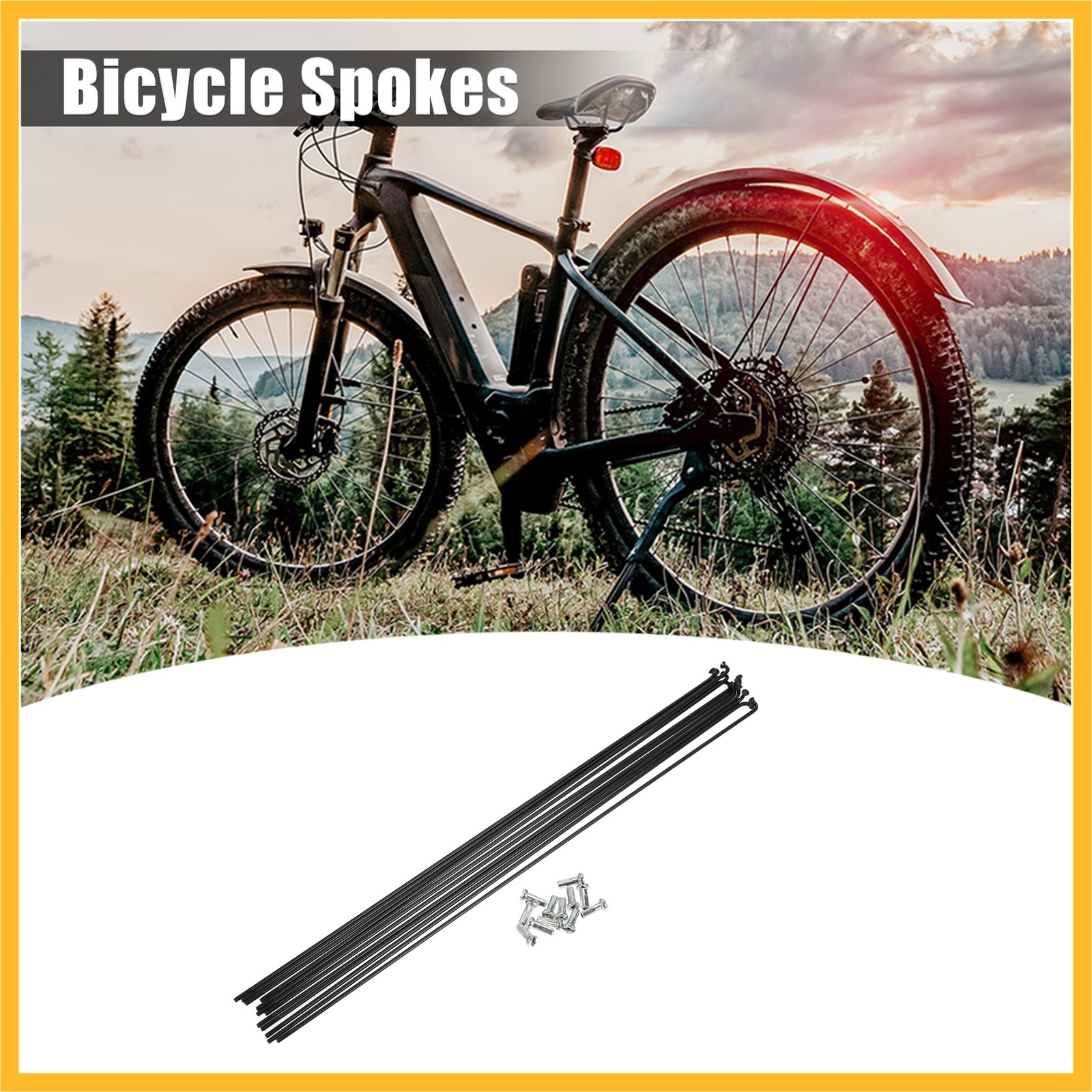 12pcs 14G J Bend 282mm x 2mm Bike Bicycle Spokes with Nipples Steel Black