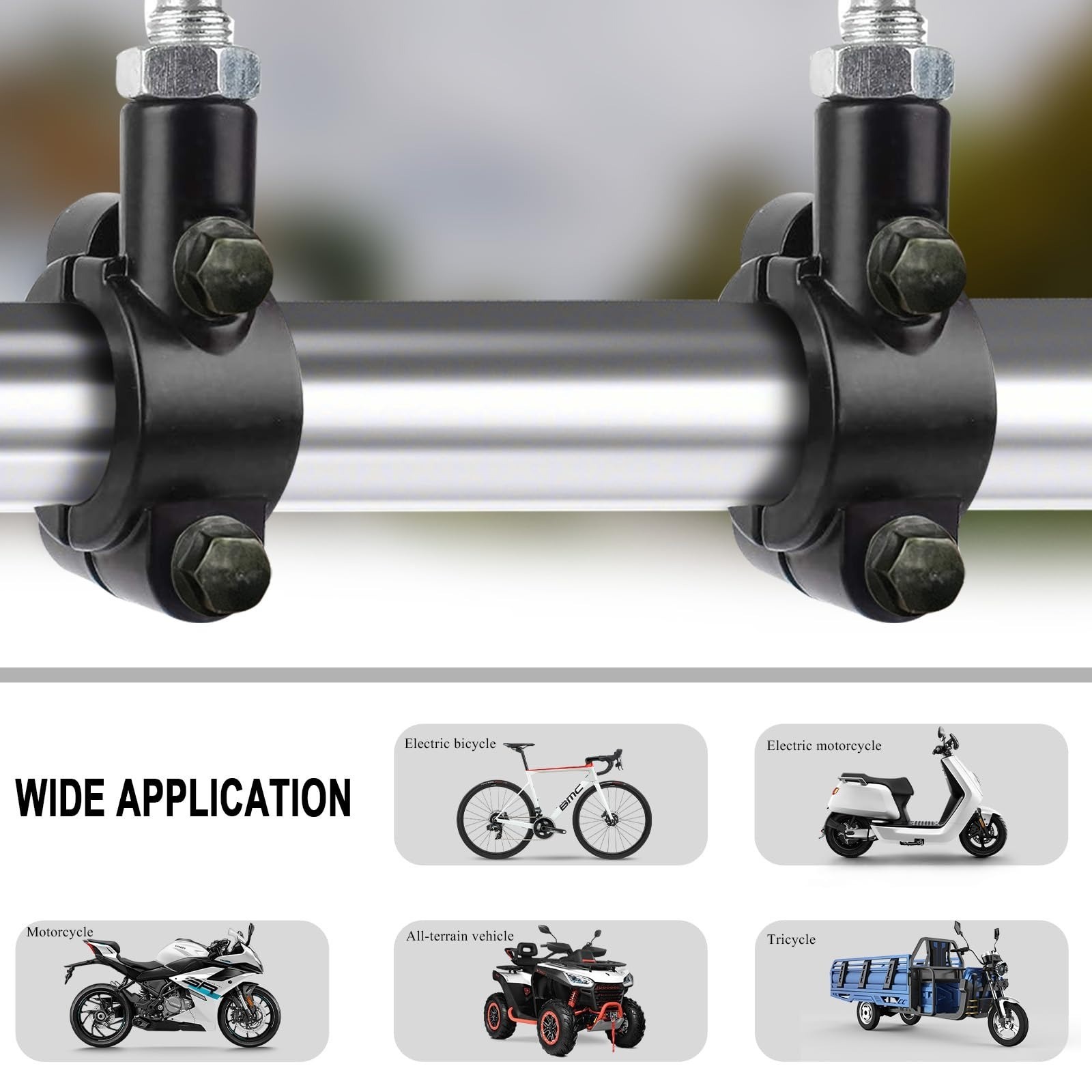 2PCS Aluminum Handlebar Mirror Mount Clamp for Motorcycle & Scooter
