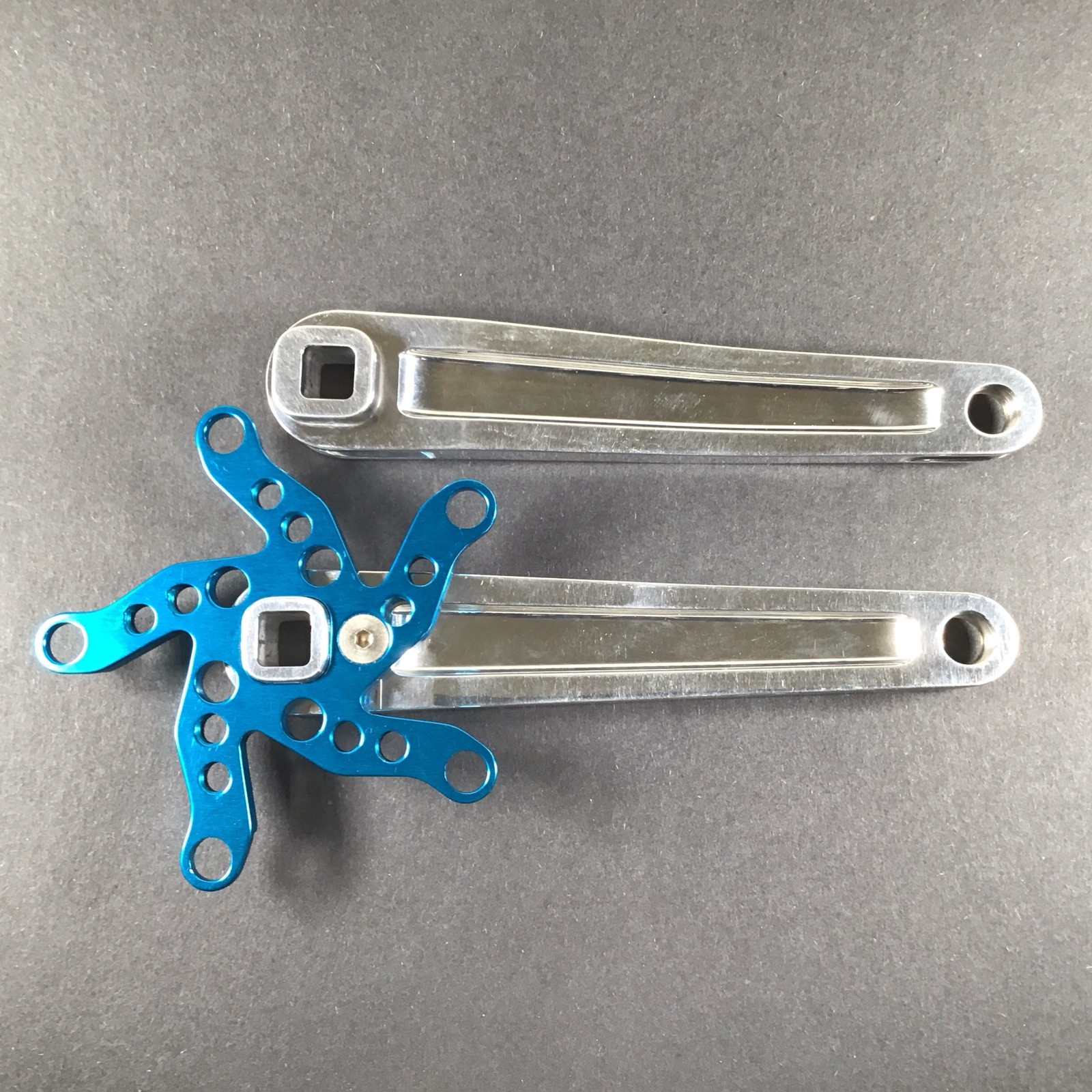 Kooka Crank Arm Set Silver/Blue 170mm 74/110 NOS Vintage MTB Grafton Yeti Klein