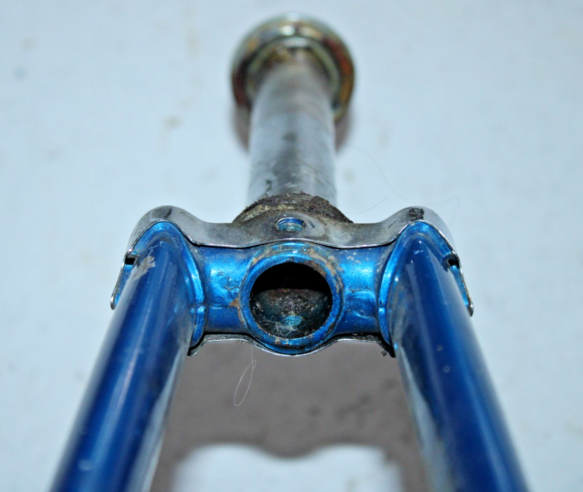 Vintage Rigid Touring Road Bike Fork 700c 1″ Threaded 175mm Blue Steel Commuter~