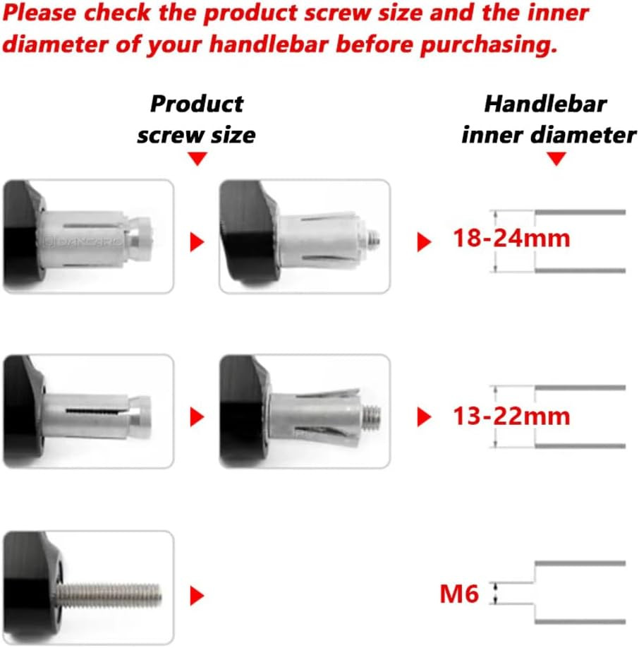 2 Pack Motorcycle Bar End Mounting Screw Set Universal 13Mm-24Mm Handlebar Expan