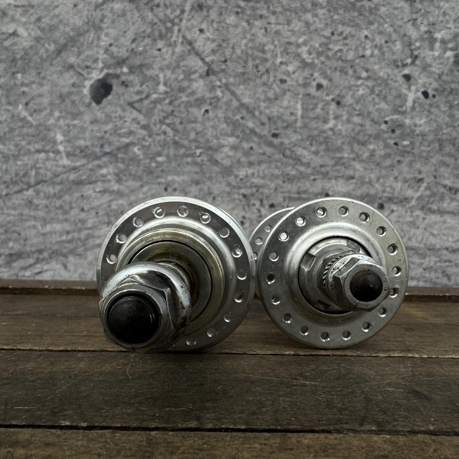 Vintage Sunshine Sealed Bearing Hub Set 36H Nutted Silver Alloy Nut BMX MTB 80s