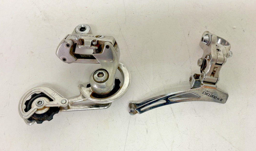 Vintage Suntour Cyclone M-II Long Cage Rear & Bottom Pull Front Road Derailleurs