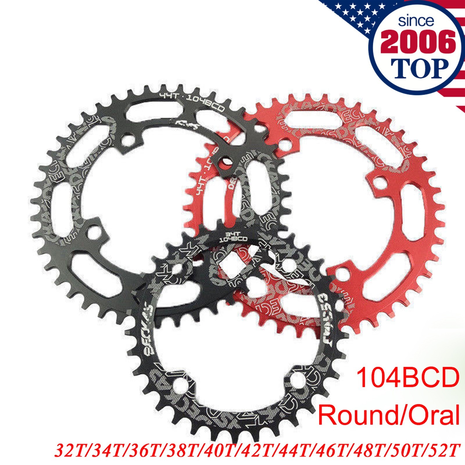1X 104BCD Narrow Wide Chainring Round 50T 8-11s 136g,Red