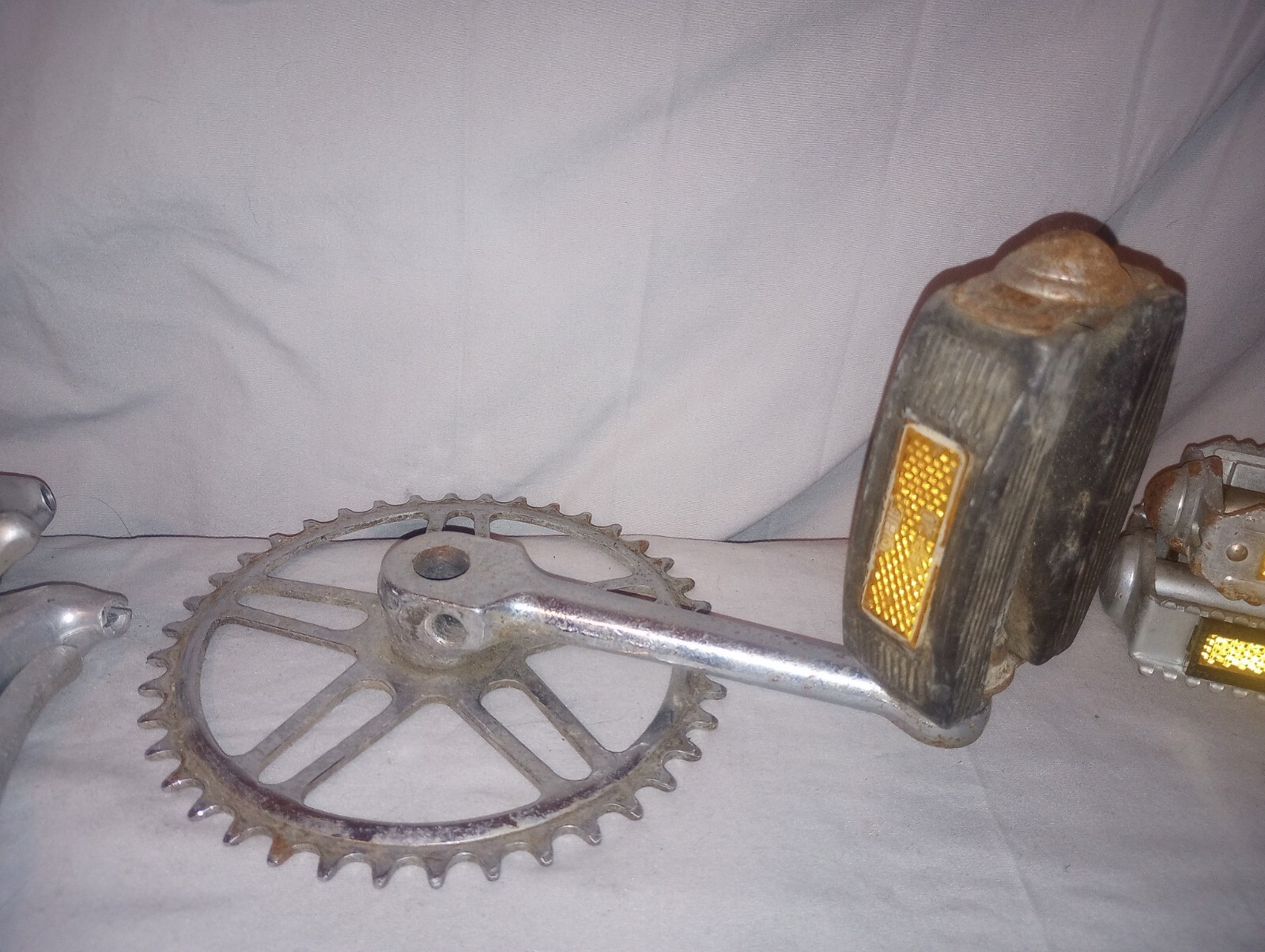Lot Of Vtg Bicycle Parts Handle Pedal Brake Misc Parts