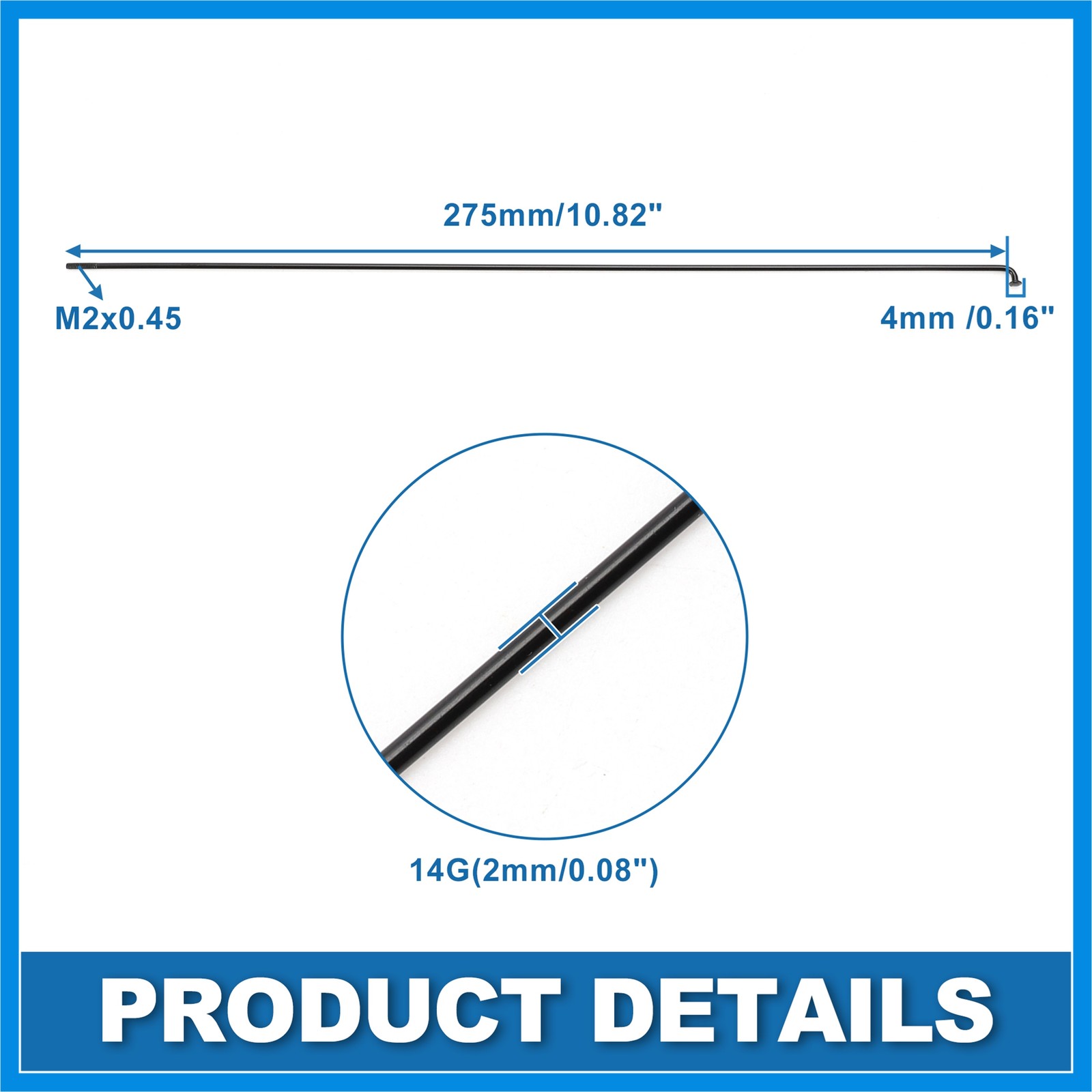Bike Bicycle Spokes 14G 275MM Mountain Bike Spokes steel Black