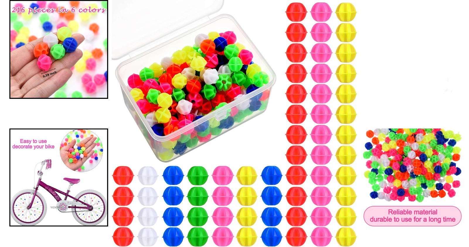 Durable Assorted Bicycle Spoke Beads with Storage Box – Fun and Easy Decoration