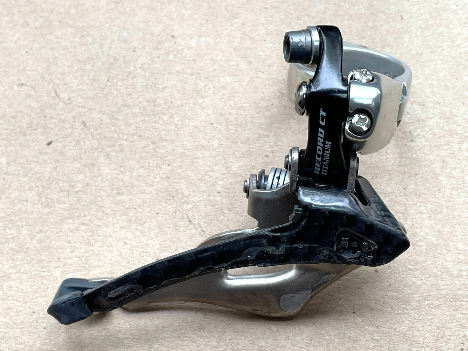 Campagnolo Record CT Carbon/Titanium Front Derailleur 32mm clamp Bottom Pull