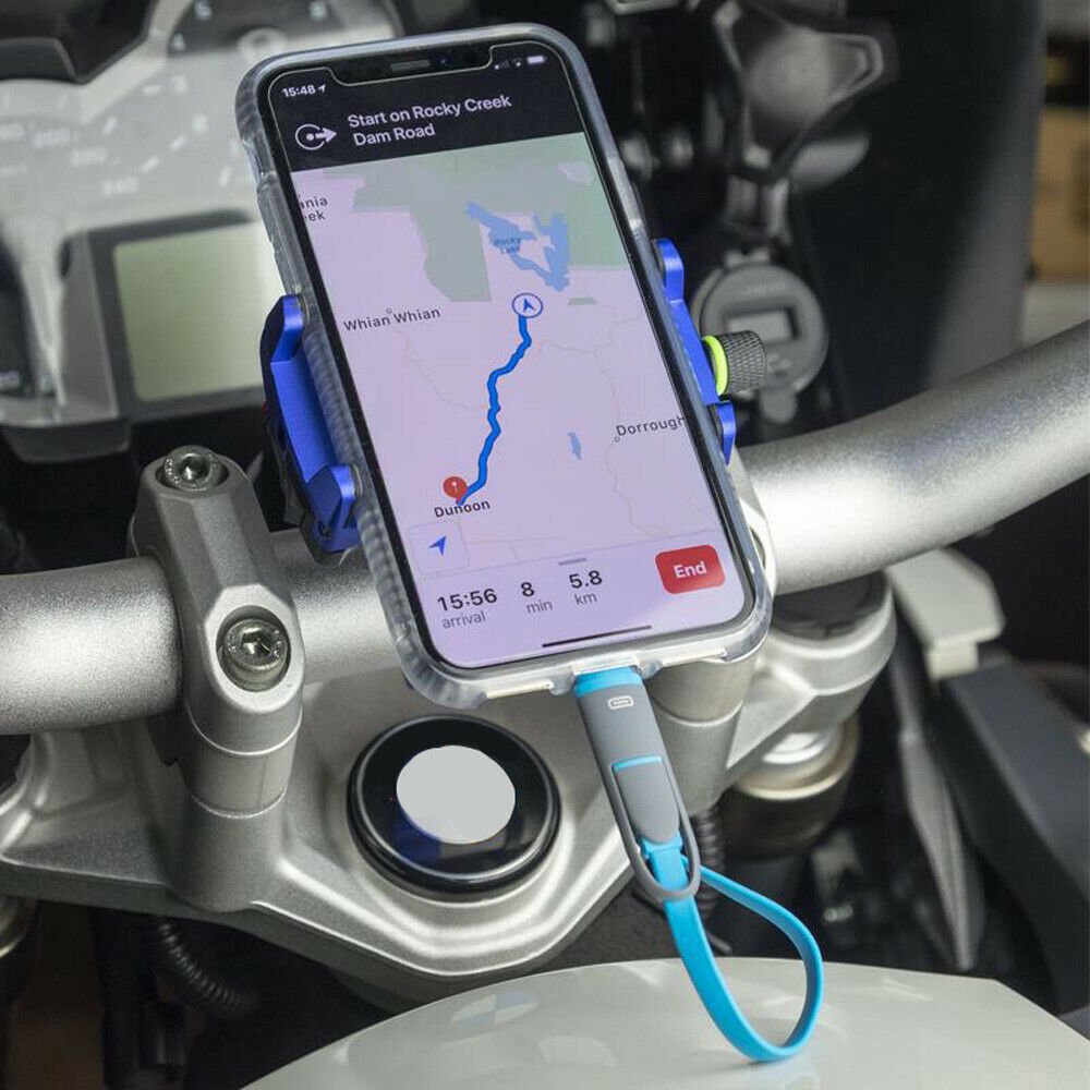 Motorcycle Bike ATV Cell Phone GPS Handlebar Mirror Mount Holder USB Charger